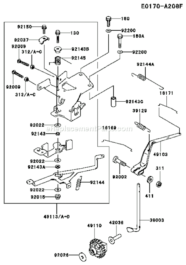 Page C Diagram and Parts List for FD620D CS16 Kawasaki Engine