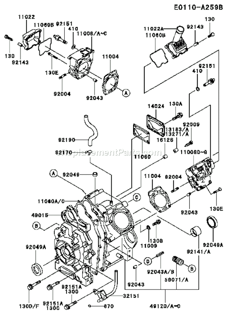 Page E Diagram and Parts List for FD620D CS16 Kawasaki Engine