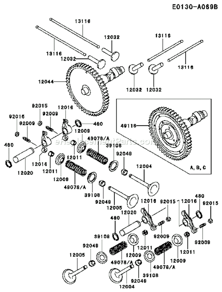 Page L Diagram and Parts List for FD620D DS12 Kawasaki Engine