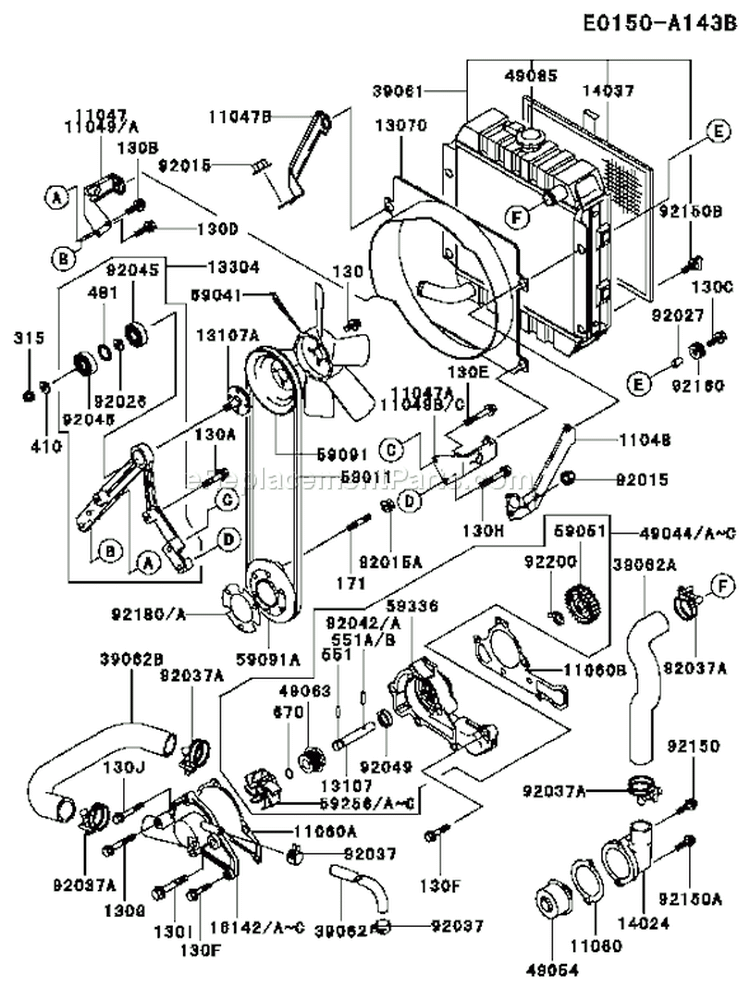 Page D Diagram and Parts List for FD620D DS12 Kawasaki Engine