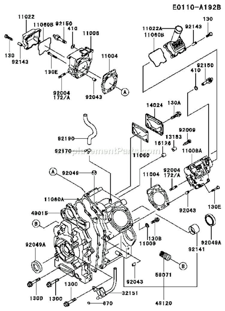 Page E Diagram and Parts List for FD620D DS12 Kawasaki Engine
