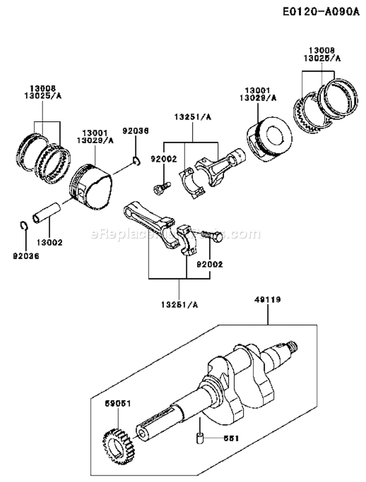 Page J Diagram and Parts List for FD620D BS21 Kawasaki Engine