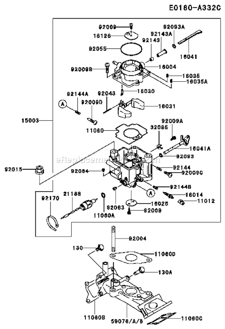 Page B Diagram and Parts List for FD620D DS20 Kawasaki Engine