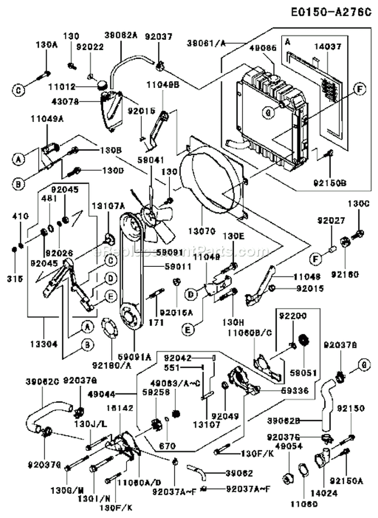 Page D Diagram and Parts List for FD620D DS20 Kawasaki Engine