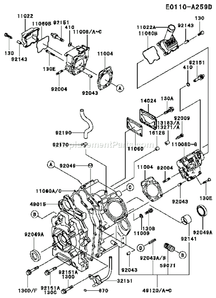 Page E Diagram and Parts List for FD620D DS20 Kawasaki Engine