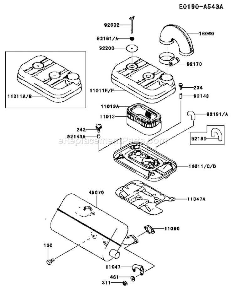 Page A Diagram and Parts List for FD620D AS03 Kawasaki Engine