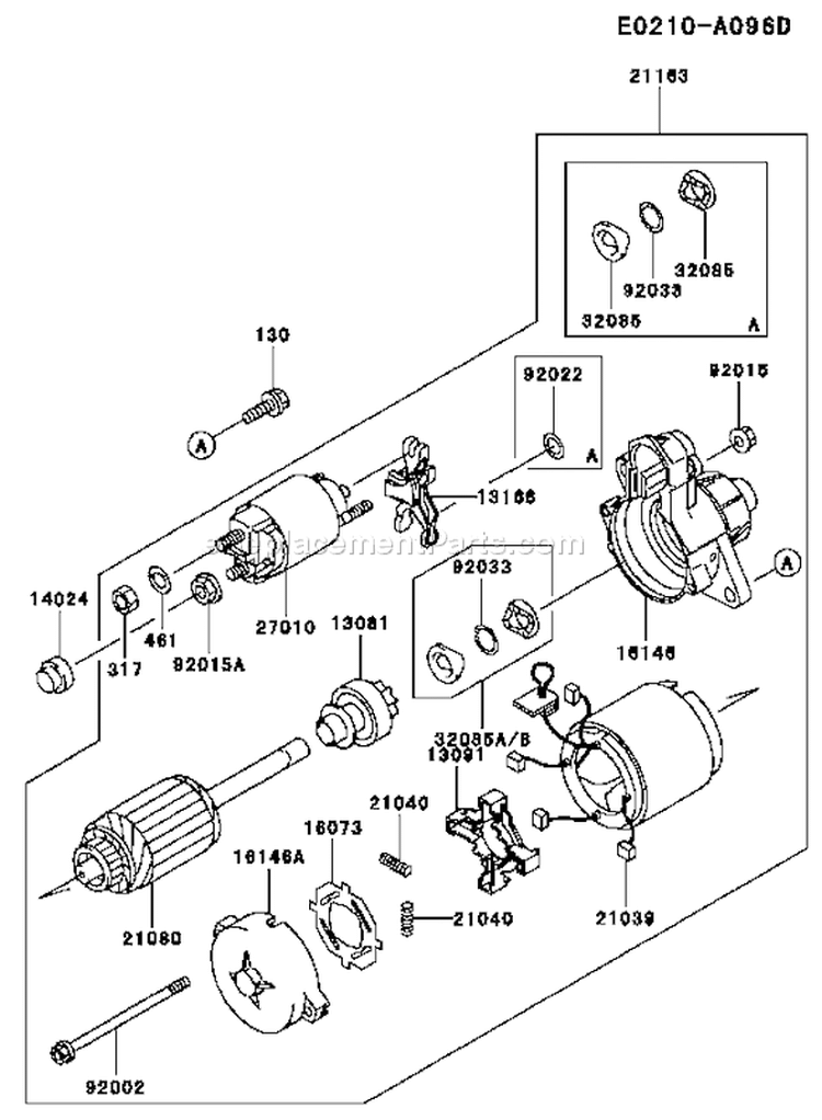 Page K Diagram and Parts List for FD620D AS03 Kawasaki Engine