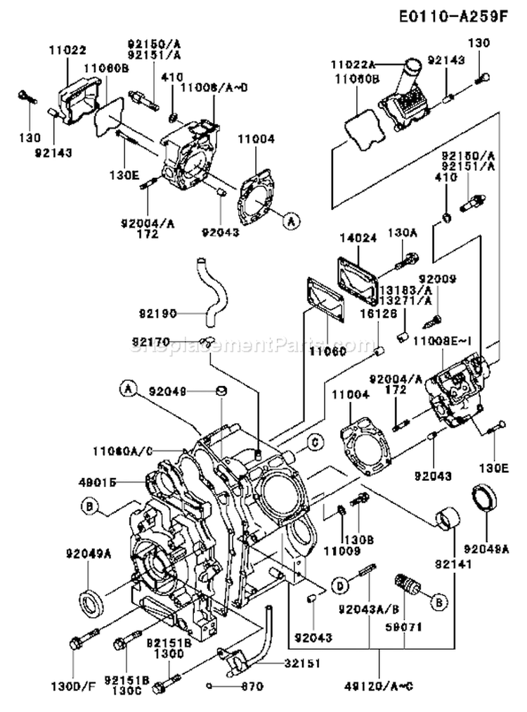 Page E Diagram and Parts List for FD620D CS13 Kawasaki Engine