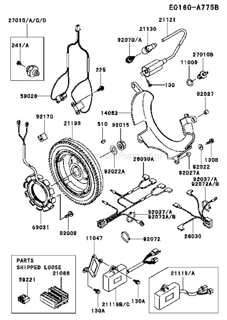 Page F Diagram and Parts List for FD620D CS13 Kawasaki Engine
