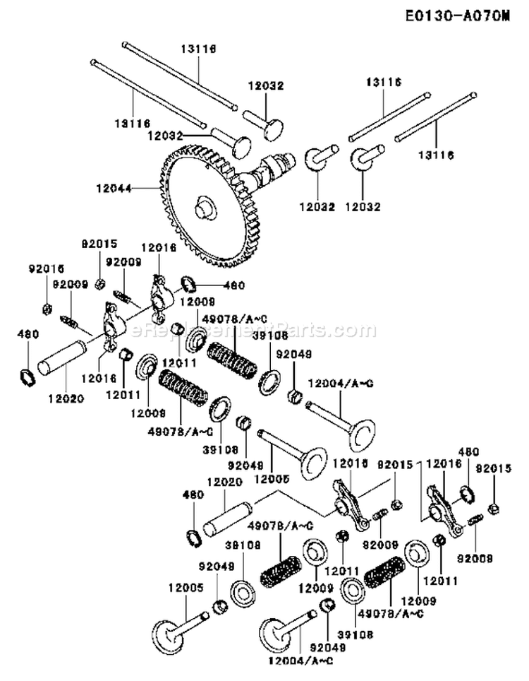 Page K Diagram and Parts List for FD620D CS17 Kawasaki Engine
