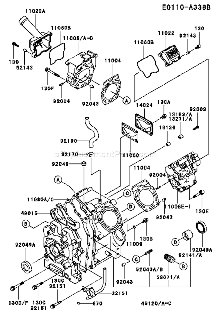 Page E Diagram and Parts List for FD620D CS17 Kawasaki Engine