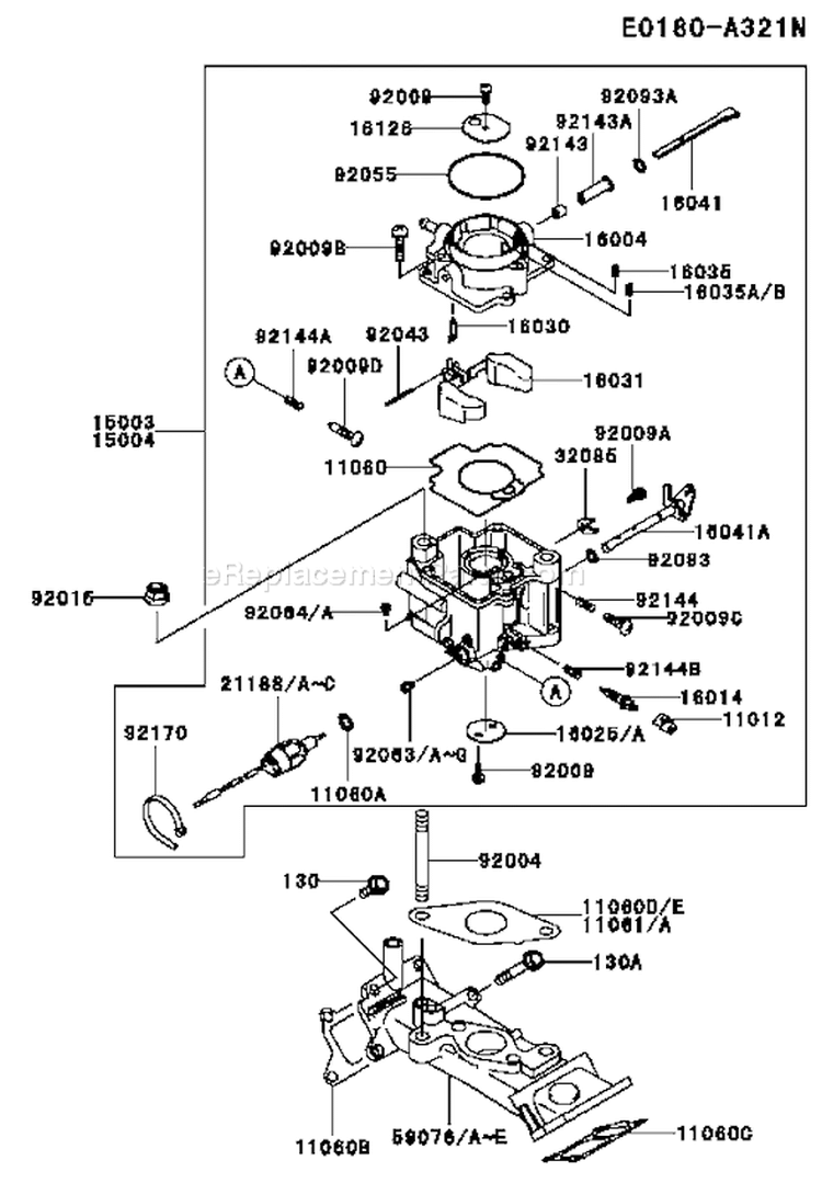Page B Diagram and Parts List for FD620D AS18 Kawasaki Engine