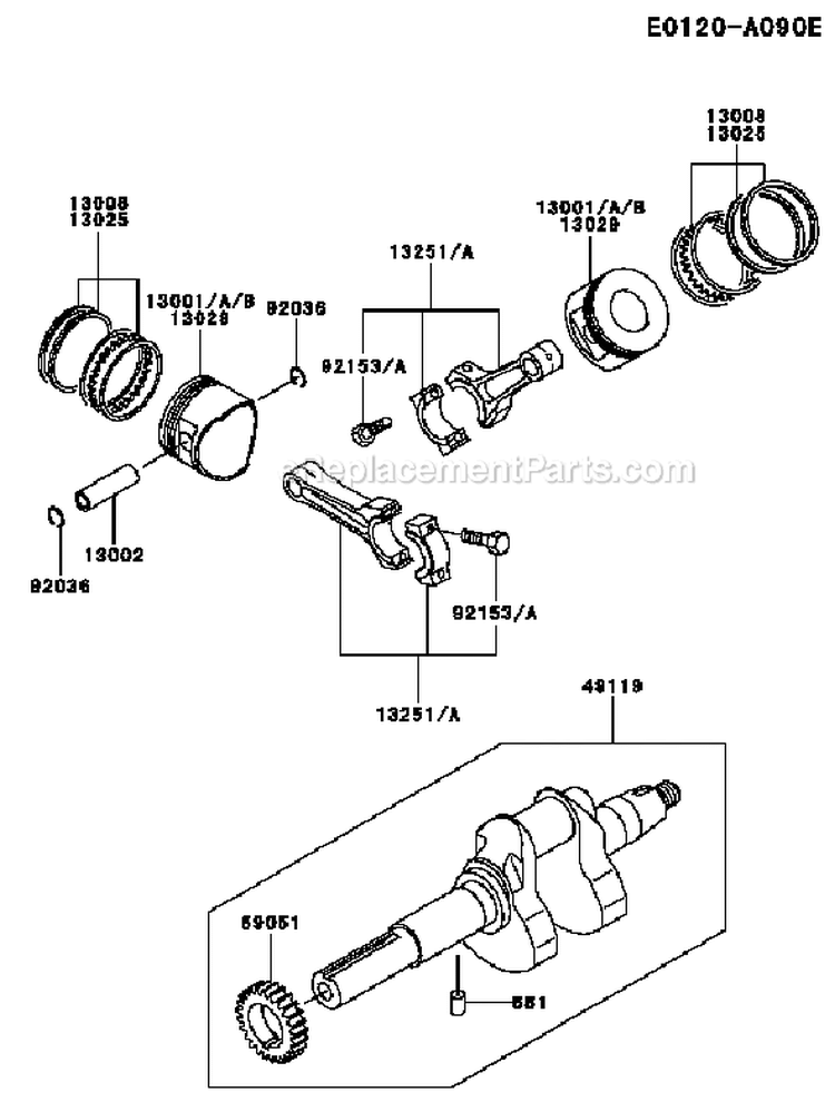 Page J Diagram and Parts List for FD620D FS13 Kawasaki Engine