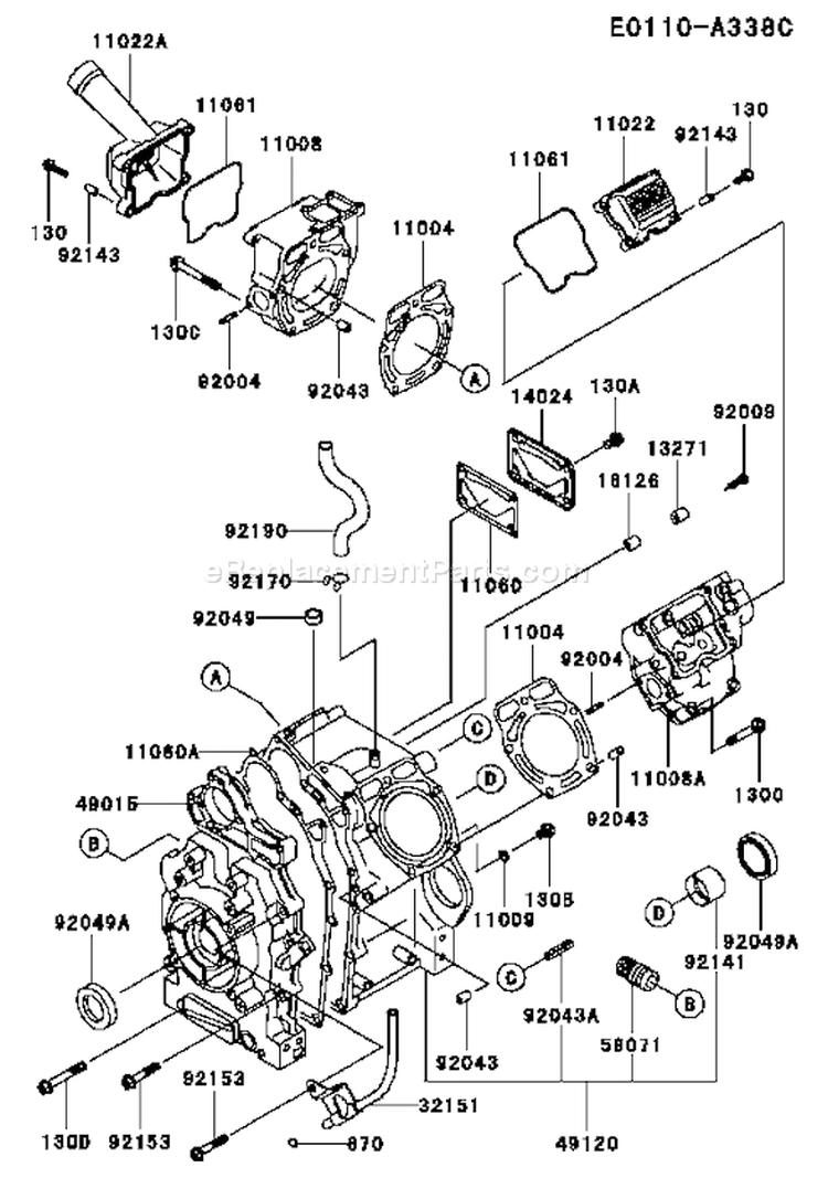 Page E Diagram and Parts List for FD620D FS17 Kawasaki Engine