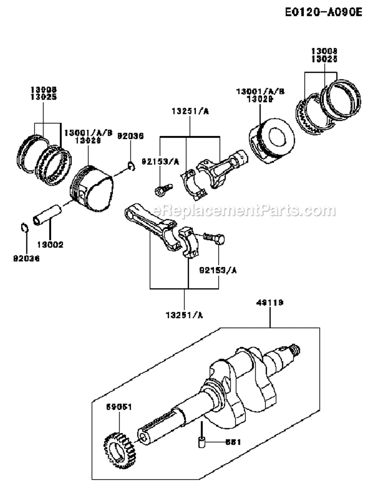 Page J Diagram and Parts List for FD620D GS13 Kawasaki Engine