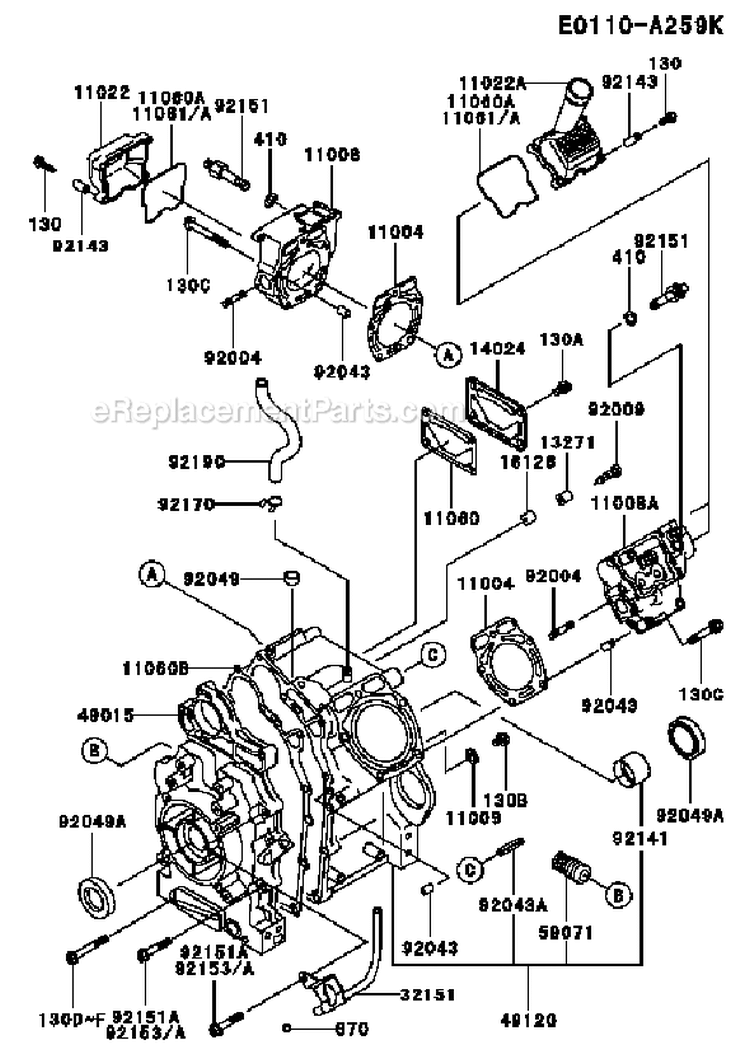 Page E Diagram and Parts List for FD620D GS13 Kawasaki Engine
