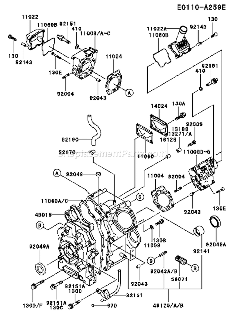 Page E Diagram and Parts List for FD620D KS12 Kawasaki Engine