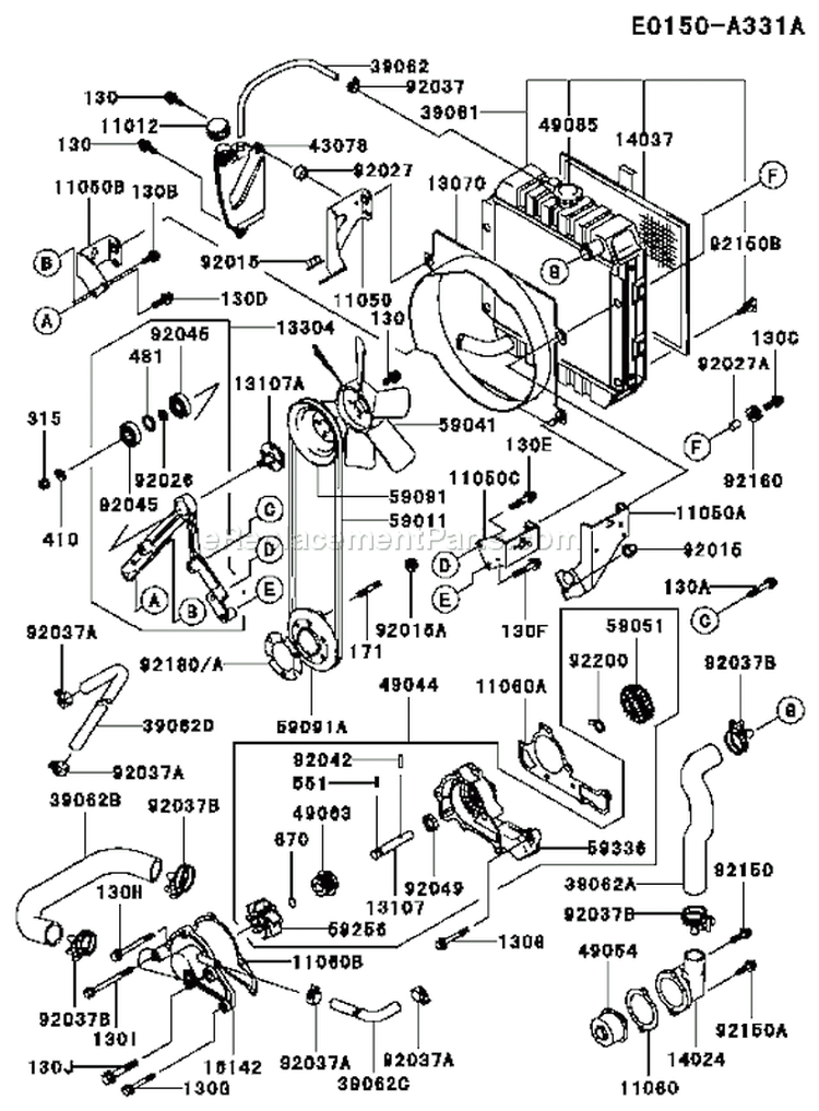 Page C Diagram and Parts List for FD661D AS06 Kawasaki Engine