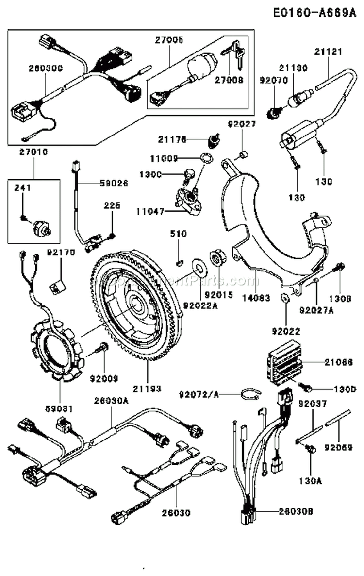 Page E Diagram and Parts List for FD661D AS06 Kawasaki Engine