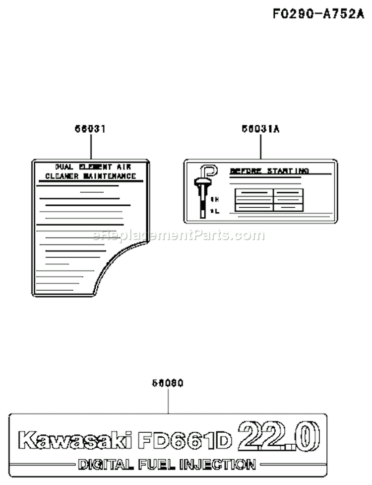 Page G Diagram and Parts List for FD661D AS06 Kawasaki Engine