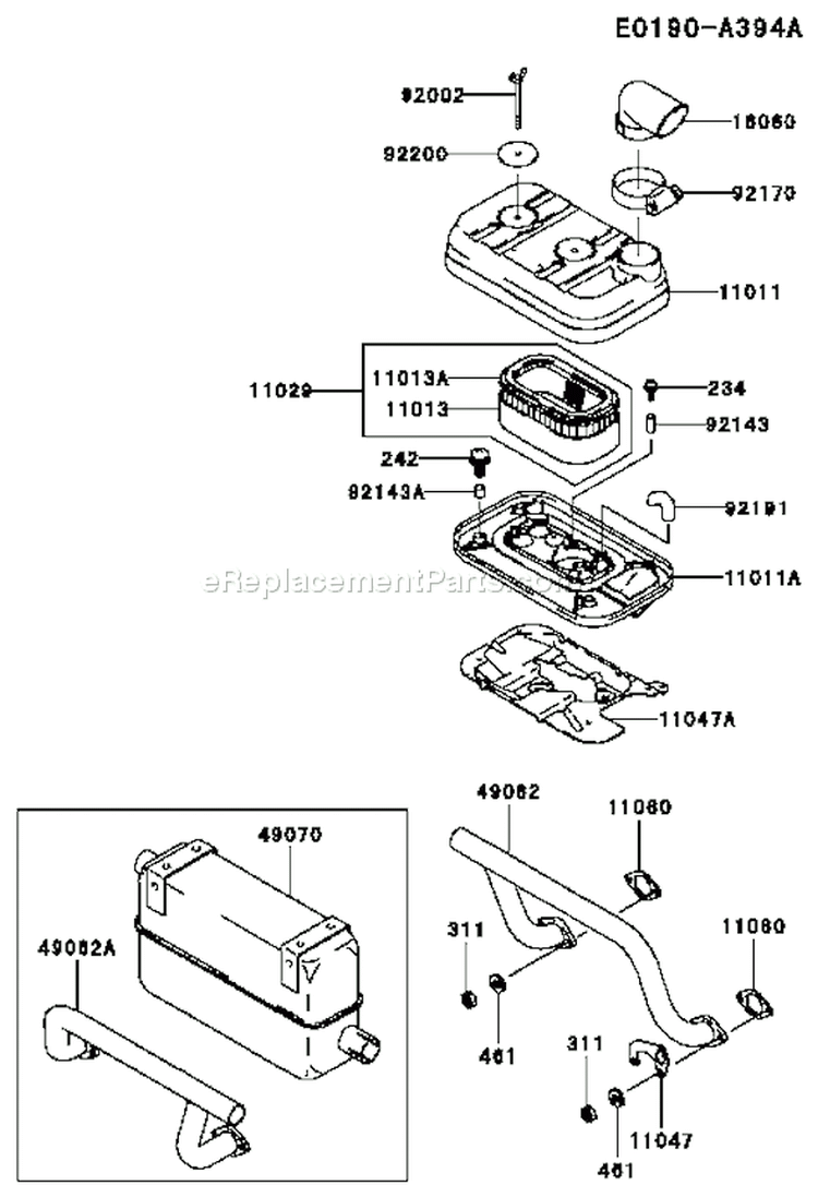 Page A Diagram and Parts List for FD661D AS07 Kawasaki Engine