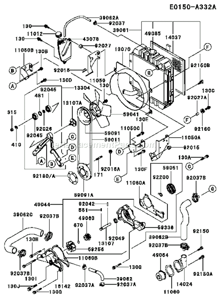 Page D Diagram and Parts List for FD661D AS07 Kawasaki Engine