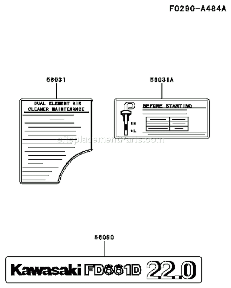 Page H Diagram and Parts List for FD661D AS07 Kawasaki Engine