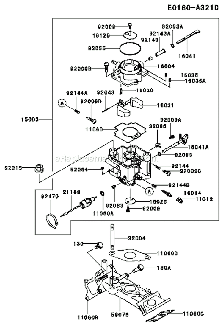 Page B Diagram and Parts List for FD620D AS23 Kawasaki Engine