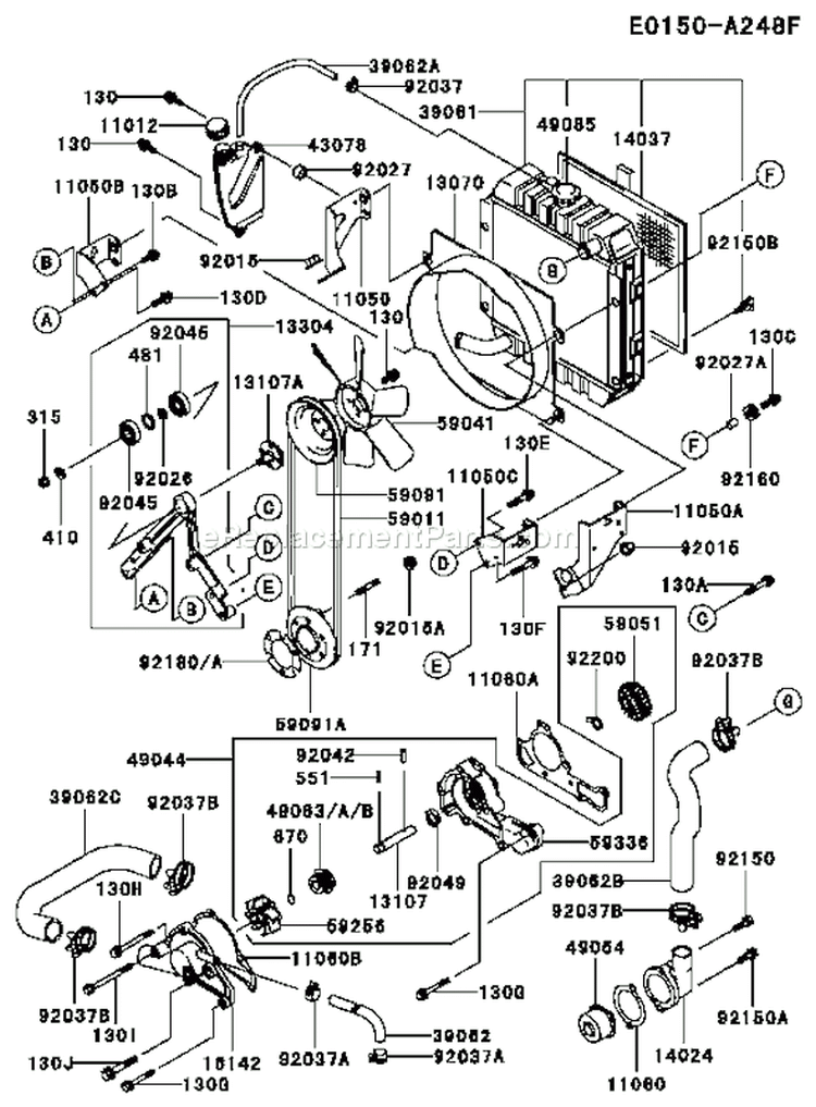 Page D Diagram and Parts List for FD661D BS05 Kawasaki Engine