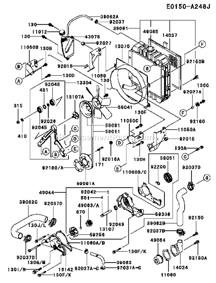 Page D Diagram and Parts List for FD661D BS00 Kawasaki Engine