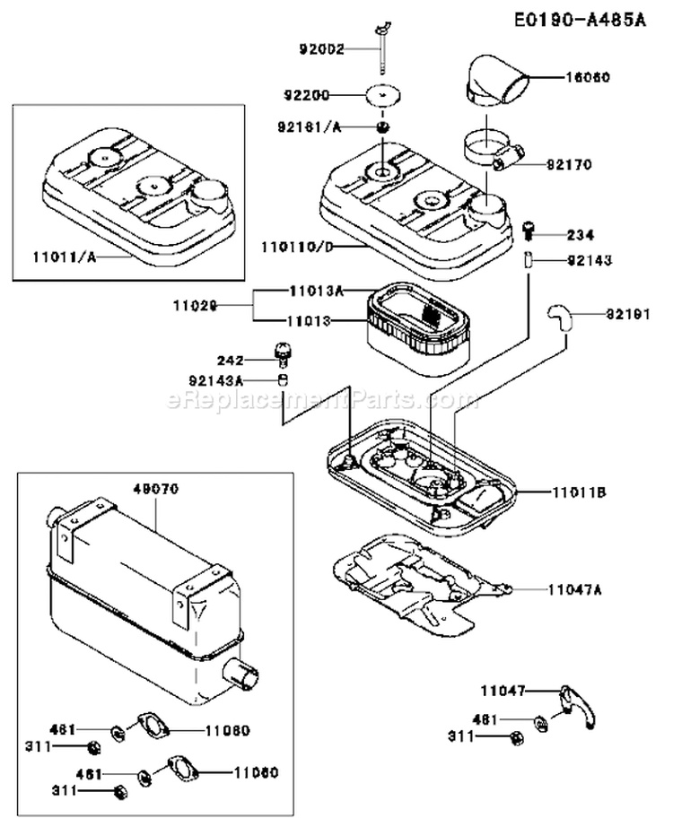 Page A Diagram and Parts List for FD661D CS01 Kawasaki Engine
