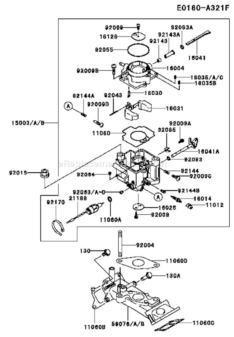 Page B Diagram and Parts List for FD661D CS01 Kawasaki Engine
