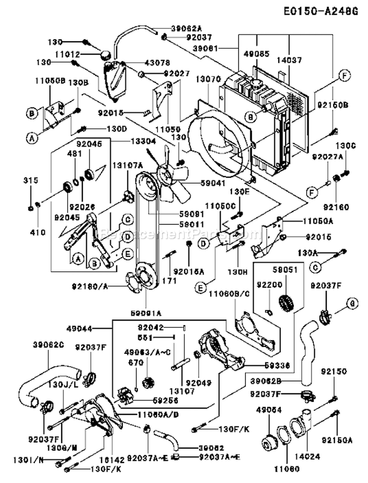 Page D Diagram and Parts List for FD661D CS01 Kawasaki Engine
