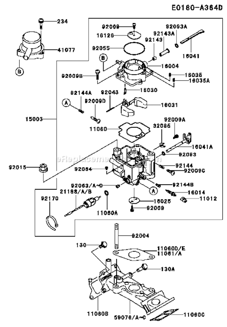 Page B Diagram and Parts List for FD661D CS03 Kawasaki Engine