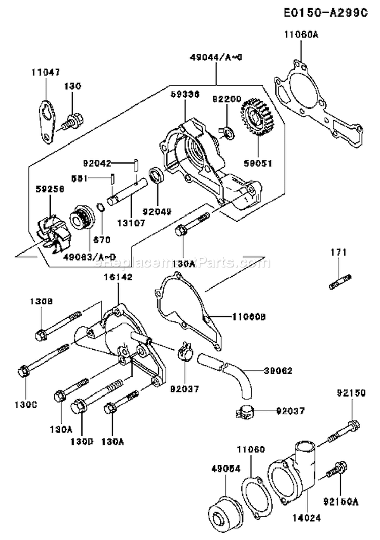 Page D Diagram and Parts List for FD661D CS03 Kawasaki Engine