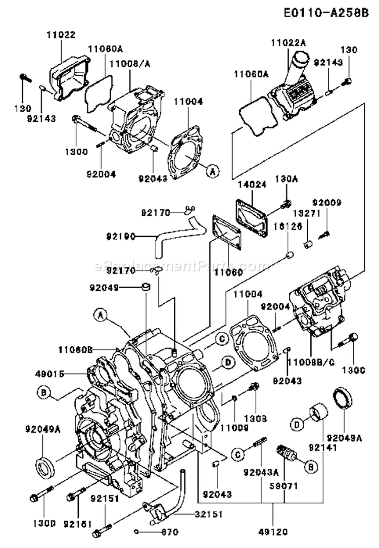 Page E Diagram and Parts List for FD661D CS03 Kawasaki Engine