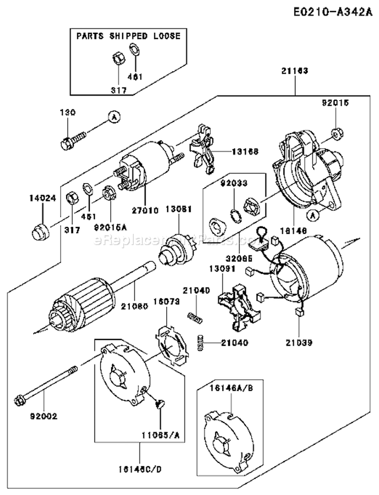 Page K Diagram and Parts List for FD661D ES02 Kawasaki Engine