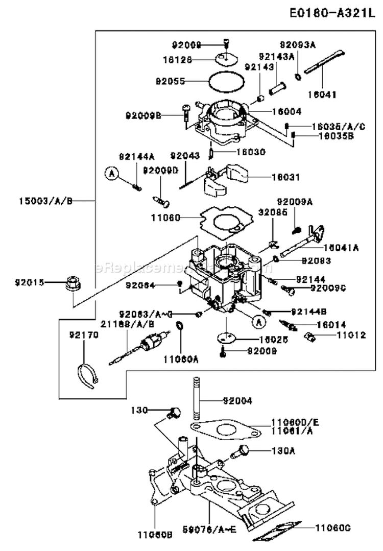 Page B Diagram and Parts List for FD661D ES02 Kawasaki Engine