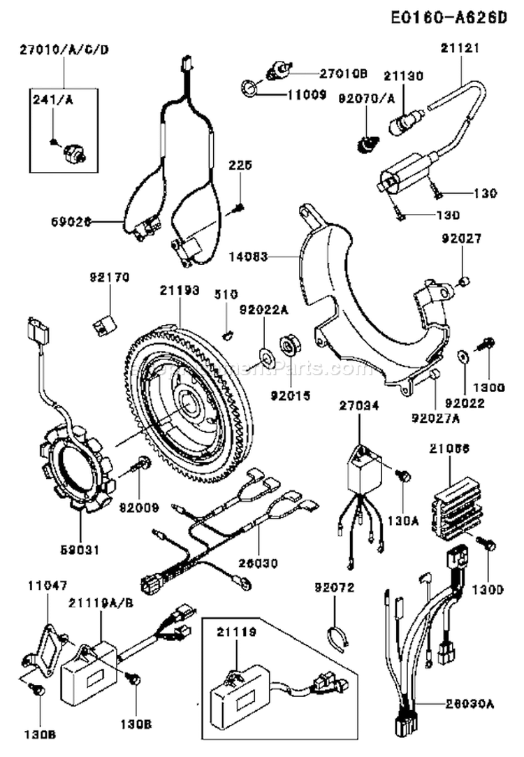 Page F Diagram and Parts List for FD661D ES02 Kawasaki Engine