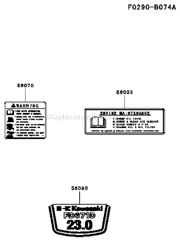 Page H Diagram and Parts List for FD671D AS03 Kawasaki Engine