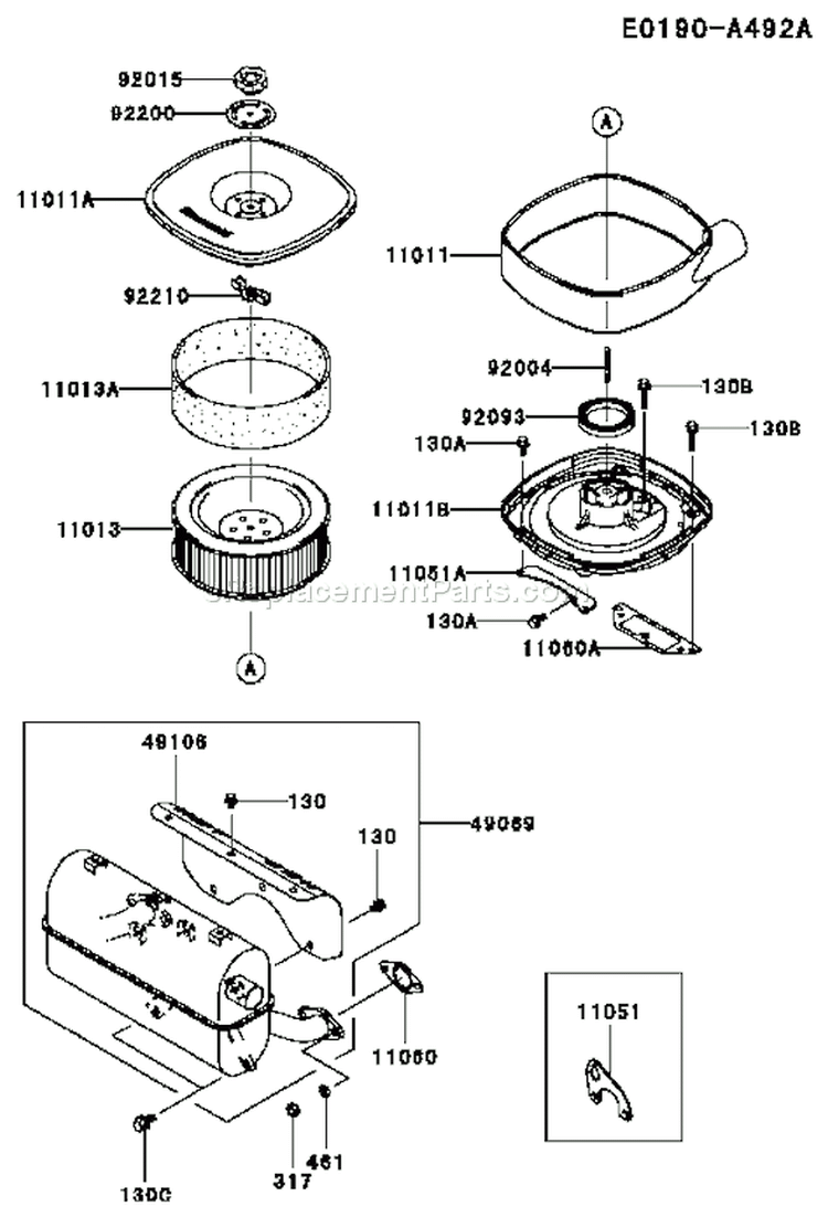 Page A Diagram and Parts List for FD671D AS00 Kawasaki Engine