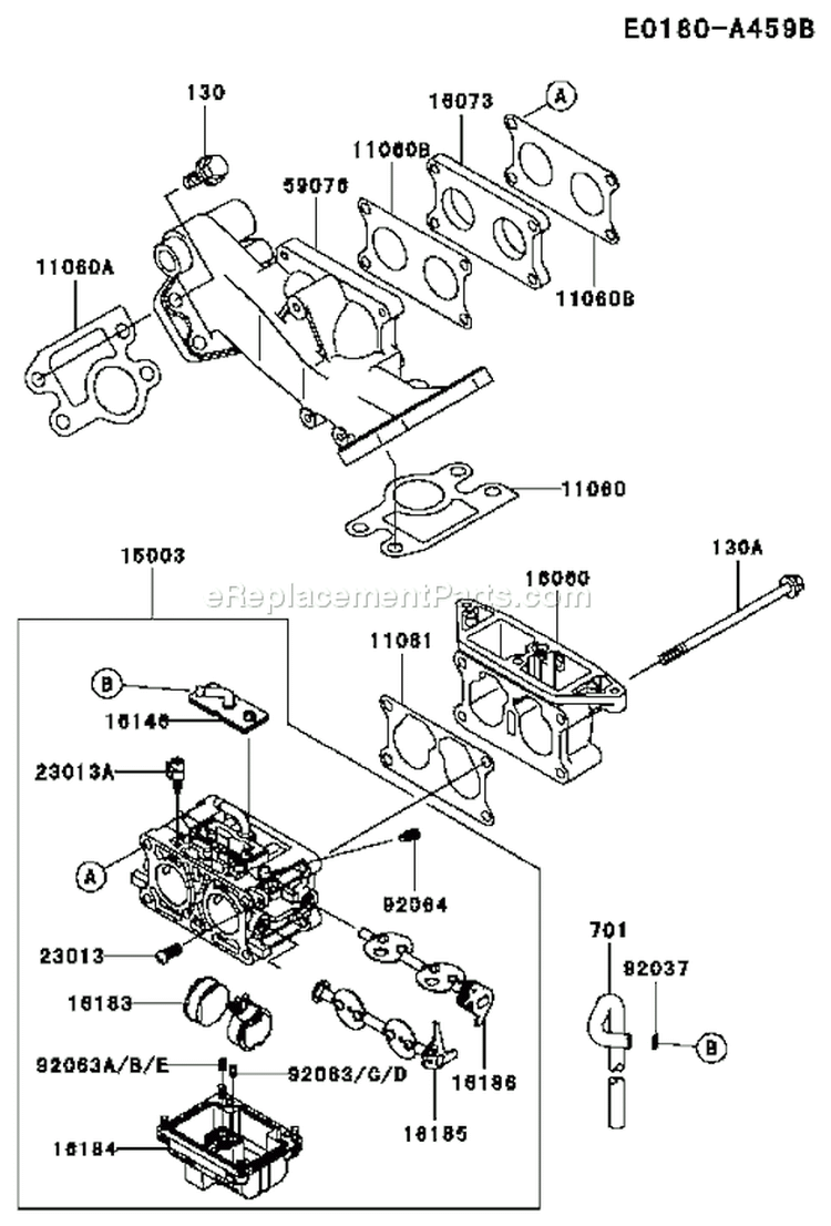 Page B Diagram and Parts List for FD711D AS00 Kawasaki Engine