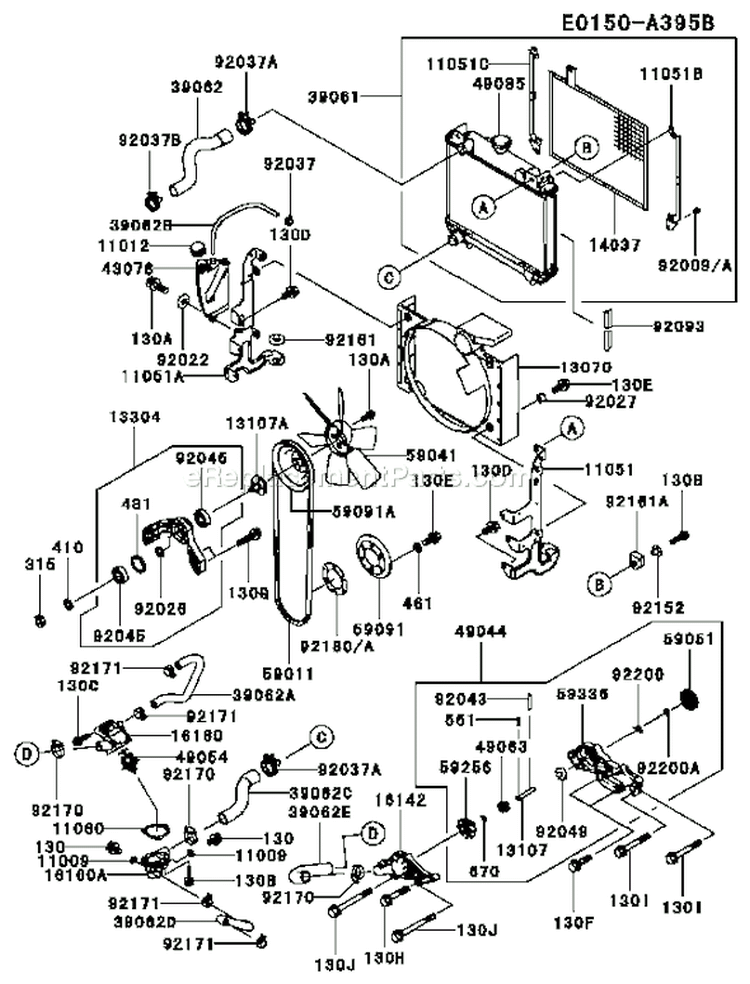Page D Diagram and Parts List for FD711D AS00 Kawasaki Engine
