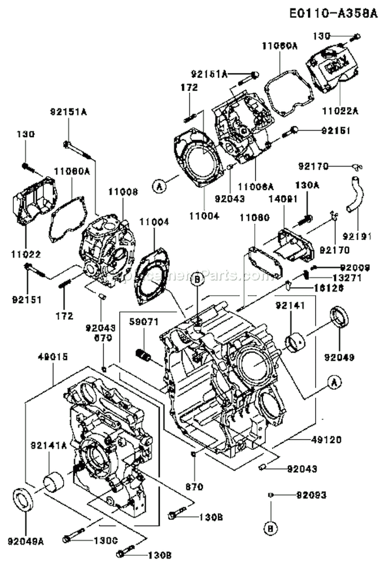 Page E Diagram and Parts List for FD671D AS00 Kawasaki Engine