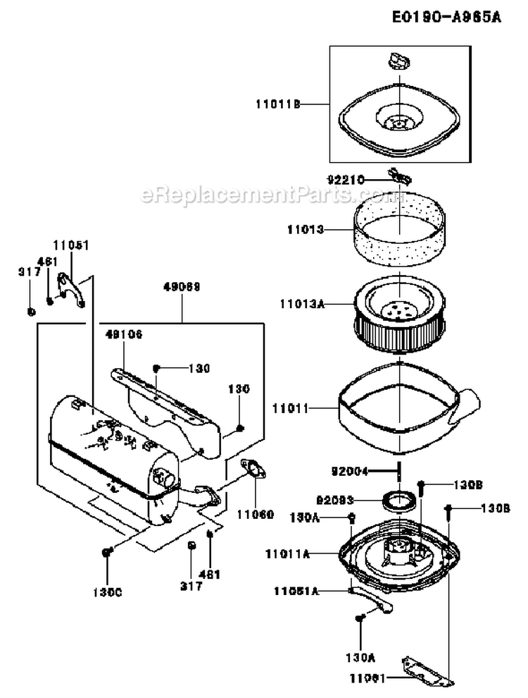 Page A Diagram and Parts List for FD711D BS00 Kawasaki Engine