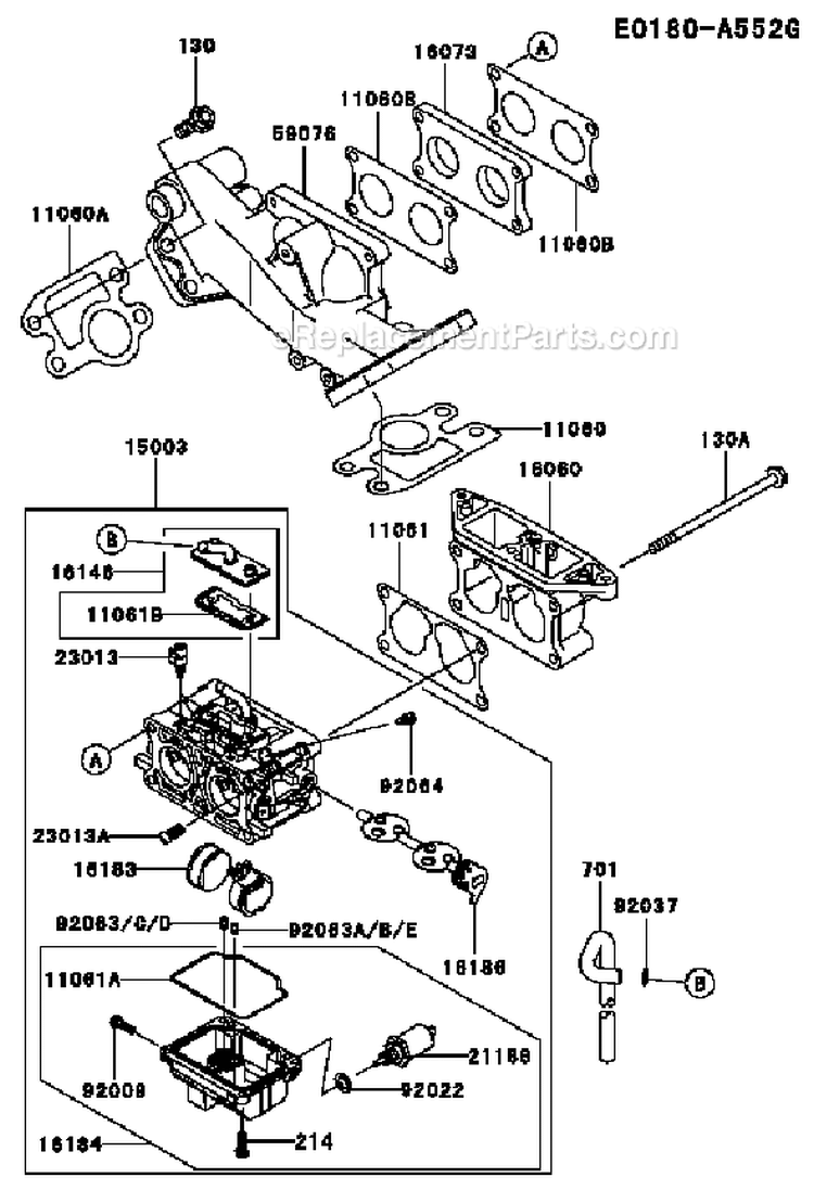 Page B Diagram and Parts List for FD711D BS00 Kawasaki Engine