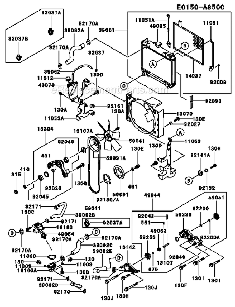 Page D Diagram and Parts List for FD711D BS00 Kawasaki Engine