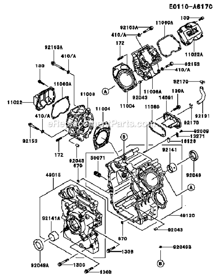 Page E Diagram and Parts List for FD711D BS00 Kawasaki Engine
