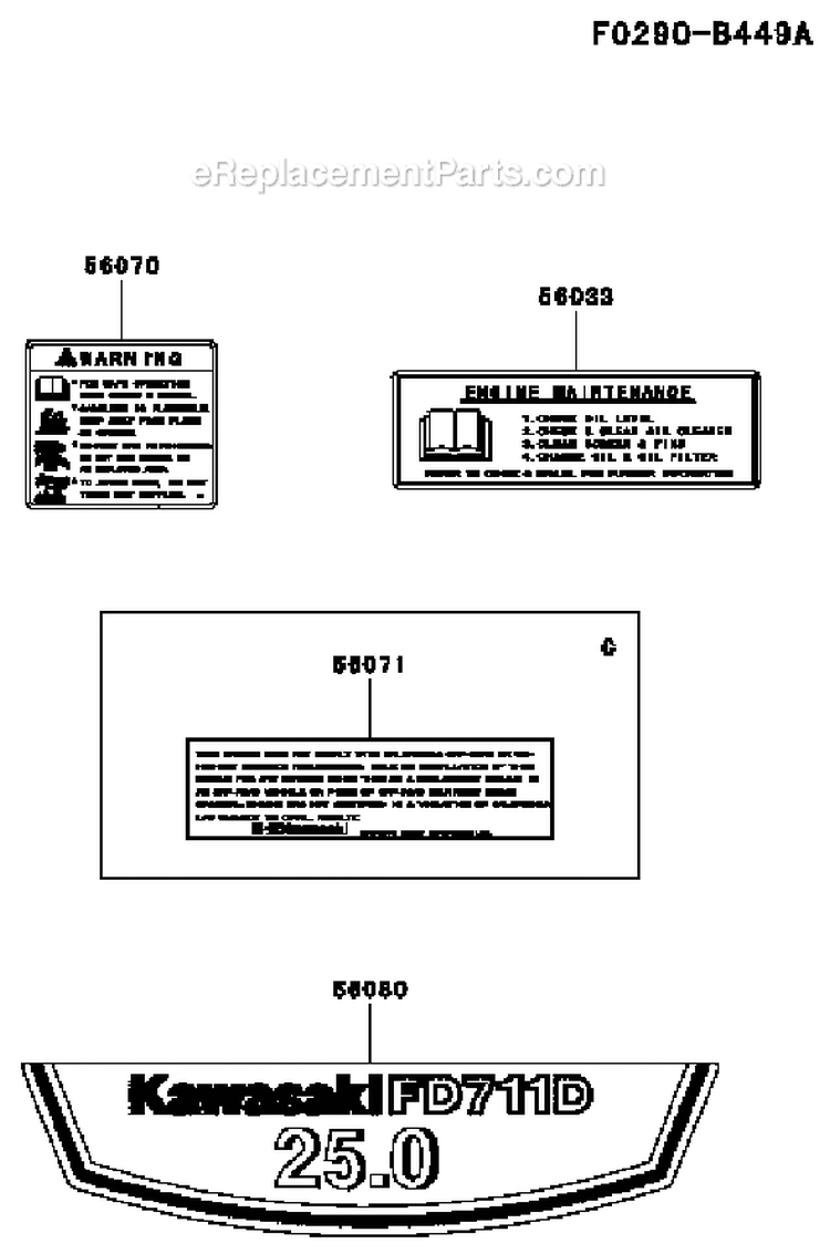 Page H Diagram and Parts List for FD711D BS00 Kawasaki Engine