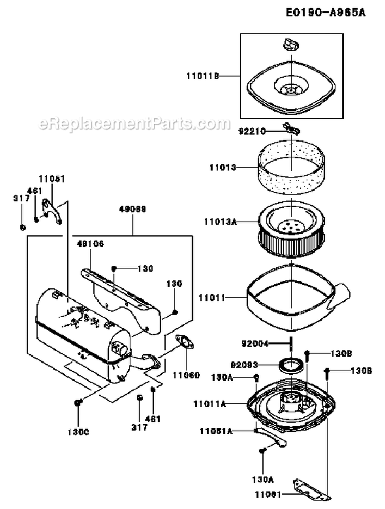 Page A Diagram and Parts List for FD711D CS00 Kawasaki Engine